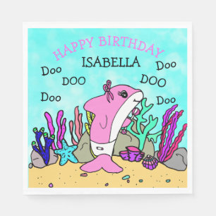 Servilleta De Papel Cumpleaños personalizado del tiburón del bebé