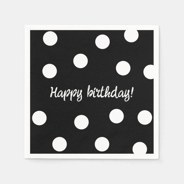Servilleta De Papel Cumpleaños personalizado en blanco y negro (Anverso)