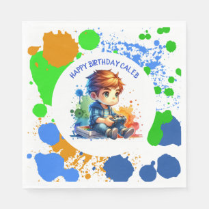 Servilleta De Papel Cumpleaños personalizado para niños que juegan vid