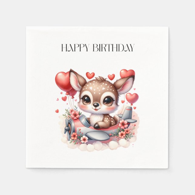 Servilleta De Papel Cumpleaños piloto ciervo (Anverso)