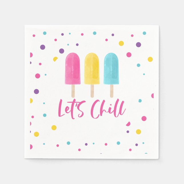 Servilleta De Papel Cumpleaños Rainbow Pop Let's Chill (Anverso)