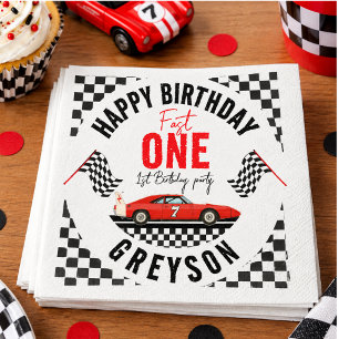 Servilleta De Papel Cumpleaños rápido de coche de carreras niño 1