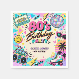 Servilleta De Papel Cumpleaños Retro 80