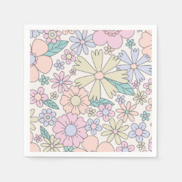 Servilleta De Papel Cumpleaños Retro Floral divertido