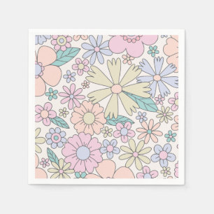 Servilleta De Papel Cumpleaños Retro Floral divertido