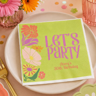 Servilleta De Papel Cumpleaños Retro Groovy | Cumpleaños Retro Groovy