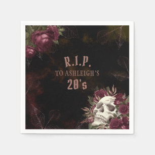Servilleta De Papel Cumpleaños RIP Década Oscuro Gótico Cráneos Rosas