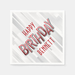 Servilleta De Papel Cumpleaños Rojo para Adultos Modernos