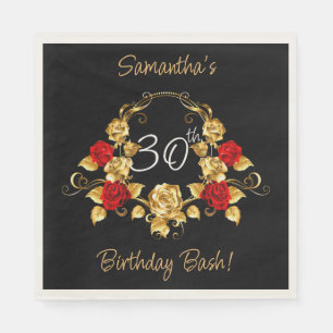 Servilleta De Papel Cumpleaños Rojo y Oro