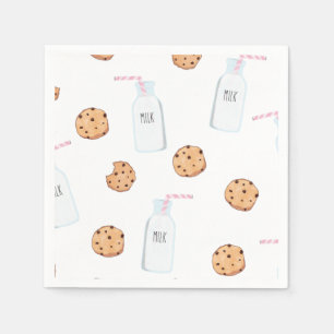 Servilleta De Papel Cumpleaños Rosa de Leche y Galletas