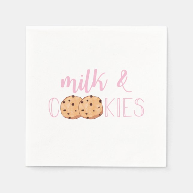 Servilleta De Papel Cumpleaños Rosa de Leche y Galletas (Anverso)