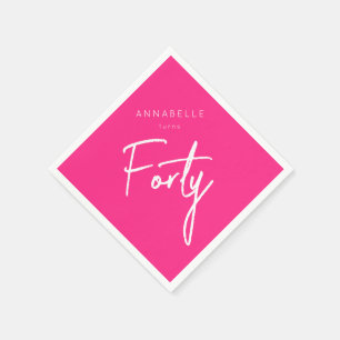 Servilleta De Papel Cumpleaños rosa moderno 40º cuadragésimo