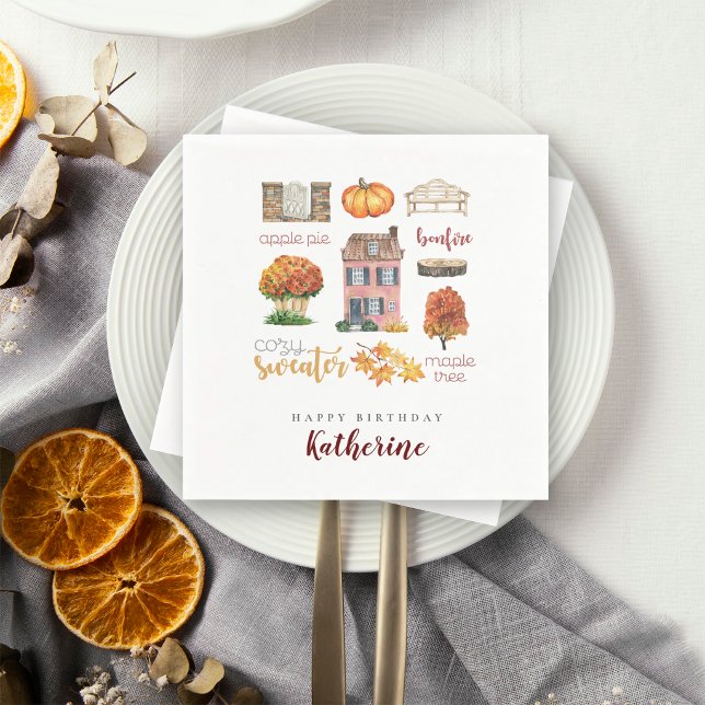 Servilleta De Papel Cumpleaños Rústico de Otoño Favoritos Lindos de Ca (Subido por el creador)