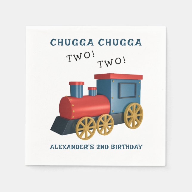 Servilleta De Papel Cumpleaños Segundo de Chugga Two Two Tren (Anverso)