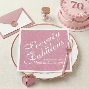 Servilleta De Papel Cumpleaños setenta y fabuloso con brillo rosa chic
