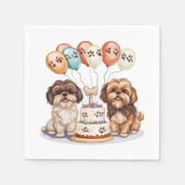 Servilleta De Papel Cumpleaños Shih Tzu Dogs Pastel de cumpleaños