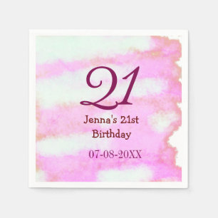 Servilleta De Papel Cumpleaños simple nombre fecha verde pastel rosa 2