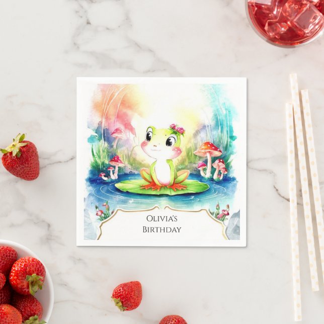 Servilleta De Papel Cumpleaños simple y alegre de la rana (In situ)