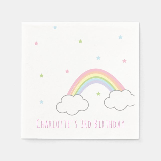 Servilleta De Papel Cumpleaños simple y personalizada Pastel con paste (Anverso)