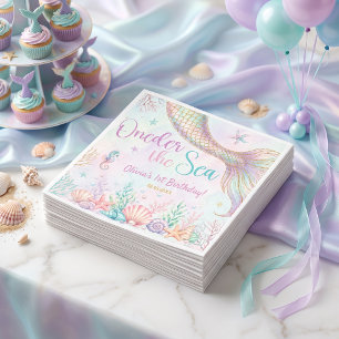 Servilleta De Papel Cumpleaños Sirena Bajo el Mar