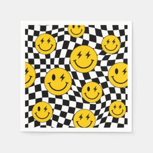 Servilleta De Papel Cumpleaños Sonriente Retro Preppy de Cuadros Ondul