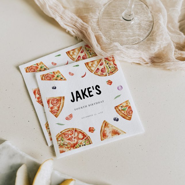 Servilleta De Papel Cumpleaños Tema De La Pizza (Subido por el creador)