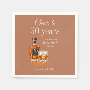 Servilleta De Papel Cumpleaños tema Whisky Hombres 'Cheers to 50 Years