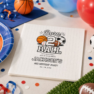 Servilleta De Papel Cumpleaños Temático de Deportes Born 2 Ball para N