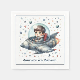 Servilleta De Papel Cumpleaños Temático Espacial de Astronauta Niño Pe