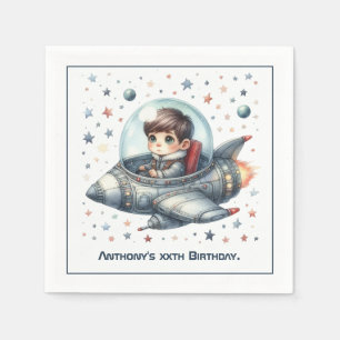 Servilleta De Papel Cumpleaños Temático Espacial de Astronauta Niño Pe