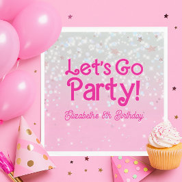 Servilleta De Papel Cumpleaños Trendy Pink Let's Go Party