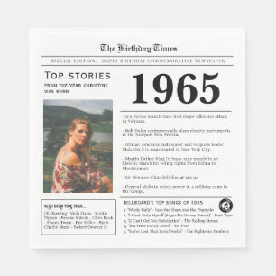Servilleta De Papel Cumpleaños Trivia del periódico de 1965