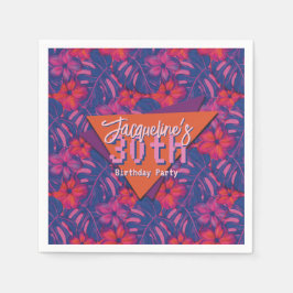 Servilleta De Papel Cumpleaños Tropical Morado Floral