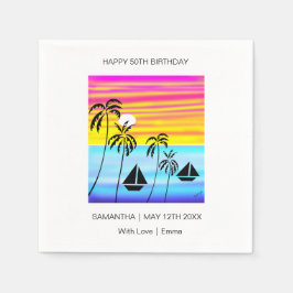 Servilleta De Papel Cumpleaños, Tropical Sunset Sunset Ocean Sailing