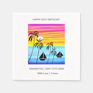 Servilleta De Papel Cumpleaños, Tropical Sunset Sunset Ocean Sailing