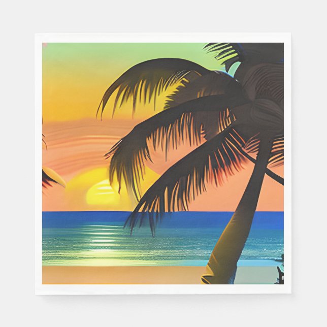 Servilleta De Papel Cumpleaños Tropical Temático (Anverso)