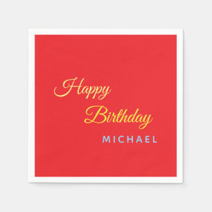 Servilleta De Papel Cumpleaños Tu Nombre Minimalista Personal Moderno