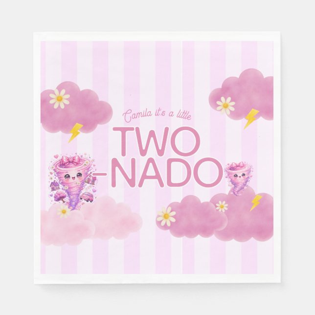 Servilleta De Papel Cumpleaños Two-Nado, fiesta de segundo cumpleaños, (Anverso)