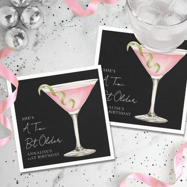 Servilleta De Papel Cumpleaños Un Poco Más Viejo Martini (A Tini Bit Older Martini Birthday Party Napkins)