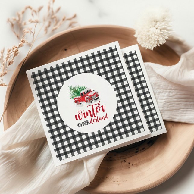 Servilleta De Papel Cumpleaños uno de Winter Onederland Camión Rojo (Subido por el creador)