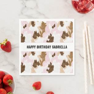 Servilleta De Papel Cumpleaños Vaquera Rosa Marrón Blanco