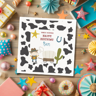 Servilleta De Papel Cumpleaños vaquero con estampado de vaca linda