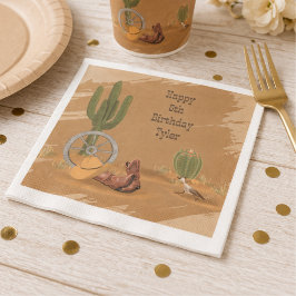 Servilleta De Papel Cumpleaños Vaquero del Oeste Salvaje Cactus del De