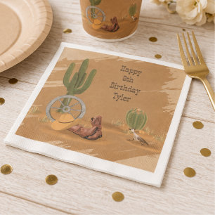 Servilleta De Papel Cumpleaños Vaquero del Oeste Salvaje Cactus del De