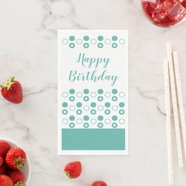 Servilleta De Papel Cumpleaños verde azulado y blanco (In situ)