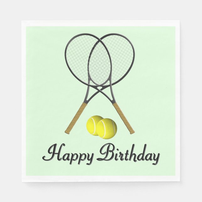 Servilleta De Papel Cumpleaños Verde Tenis Deportes (Anverso)