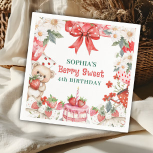 Servilleta De Papel Cumpleaños Vintage Fresa Dulce 4 