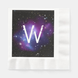 Servilleta De Papel Cúmulo de galaxias púrpura monogramado