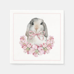Servilleta De Papel Cunte Conejo Pink Floral Moderno acuarela