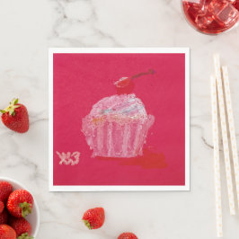 Servilleta De Papel Cupcake con glaseado de fresa
